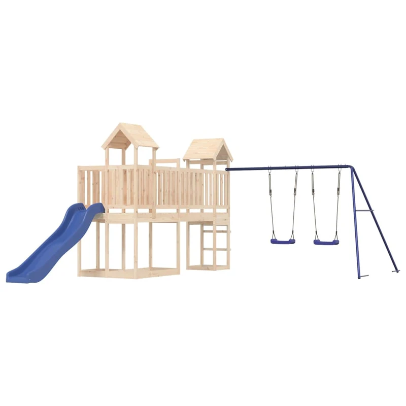 Aire de jeux d'extérieur balançoires toboggan portiques robuste jeux jardin 357 x 524 x 214 cm bois de pin massif 02_0004899
