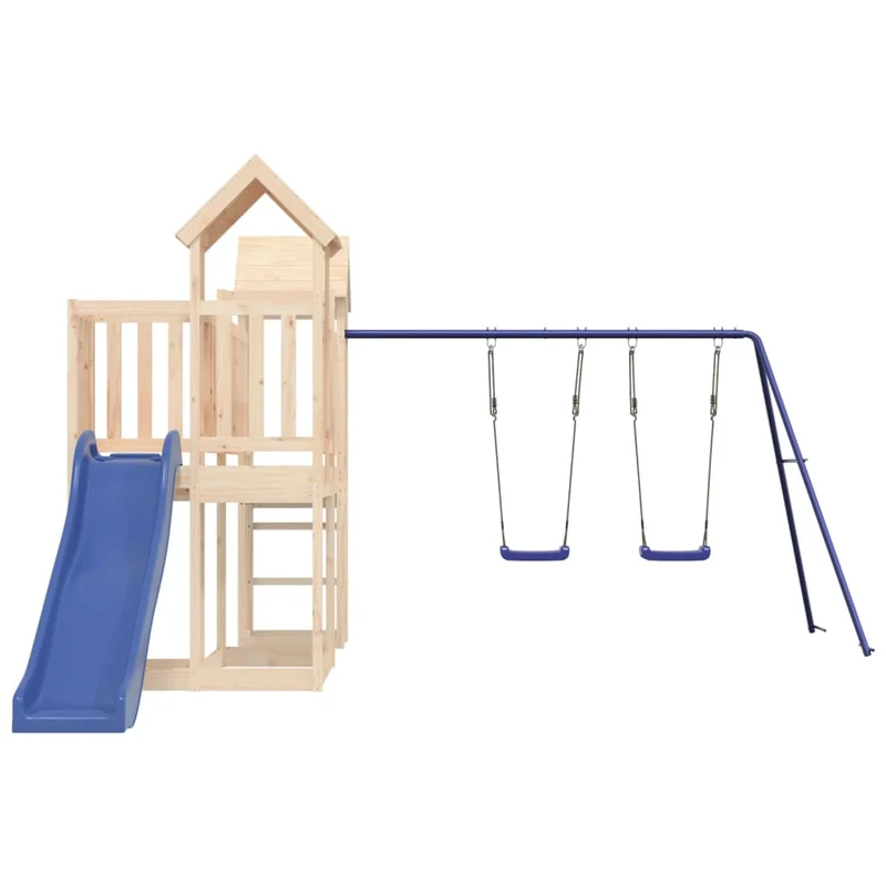 Aire de jeux d'extérieur balançoires toboggan portiques robuste jeux jardin 357 x 524 x 214 cm bois de pin massif 02_0004899