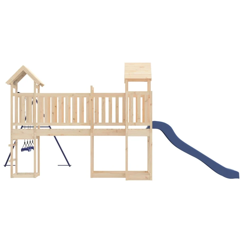 Aire de jeux d'extérieur balançoires toboggan portiques robuste jeux jardin 357 x 524 x 214 cm bois de pin massif 02_0004899