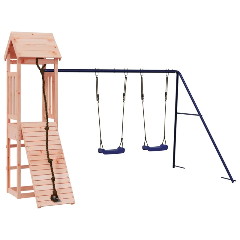 Aire de jeux d'extérieur balançoires toboggan portiques robuste jeux jardin 308 x 196 x 207 cm bois massif de douglas 02_0004715