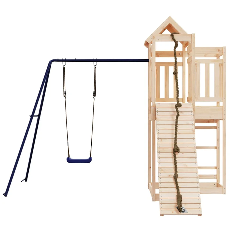 Aire de jeux d'extérieur balançoires toboggan portiques robuste jeux jardin 291 x 282 x 238 cm bois de pin massif 02_0004763