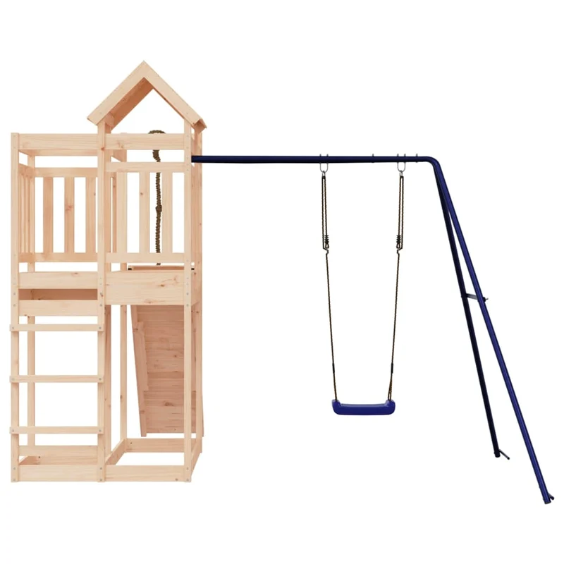 Aire de jeux d'extérieur balançoires toboggan portiques robuste jeux jardin 291 x 282 x 238 cm bois de pin massif 02_0004763