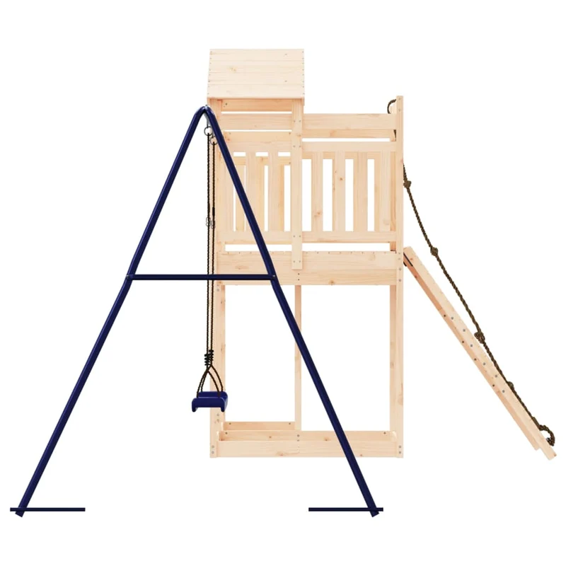 Aire de jeux d'extérieur balançoires toboggan portiques robuste jeux jardin 291 x 282 x 238 cm bois de pin massif 02_0004763