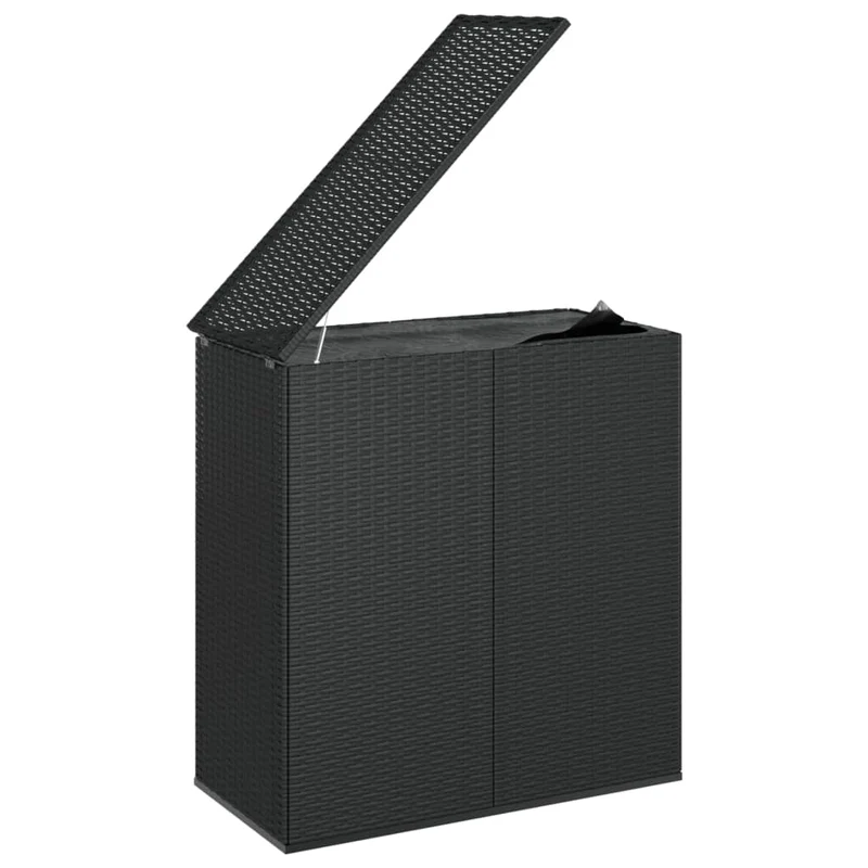 Boîte à coussins coffre de rangement de jardin résine tressée 100 x 49 x 103,5 cm noir 02_0013156