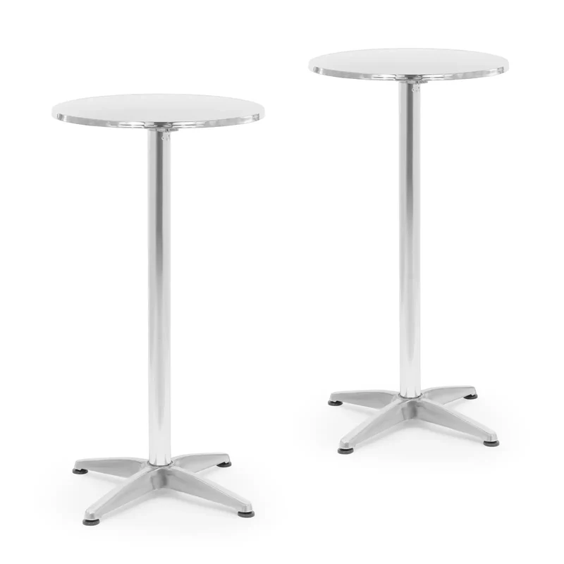 Lot de 2 tables ronde diamètre 60 cm pliable réglable en hauteur acier inoxydable 14_0010034