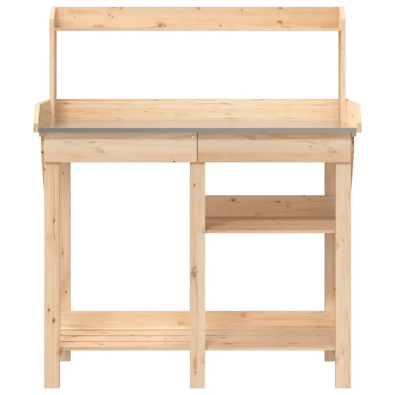 Banc de rempotage en extérieur avec étagères 110 x 45 x 125 cm rangement pratique design naturel en bois de sapin 02_0047464