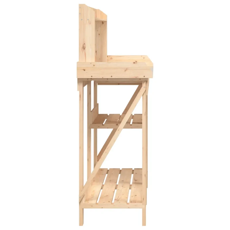Banc de rempotage en extérieur avec étagères 110 x 45 x 125 cm rangement pratique design naturel en bois de sapin 02_0047464