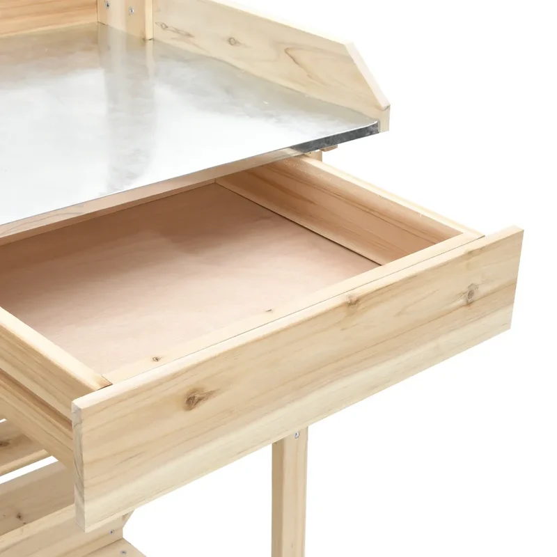 Banc de rempotage en extérieur avec étagères 110 x 45 x 125 cm rangement pratique design naturel en bois de sapin 02_0047464