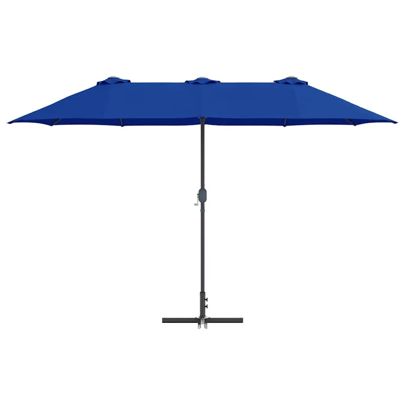 Parasol de jardin pliable moderne 370 x 197 x 239 cm pratique durable en polyester azur 02_0058744