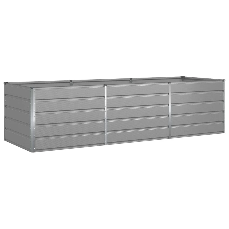 Jardinière design industrielle moderne 195 x 100 x 45 cm pour terrasse extérieur en acier galvanisé gris clair 02_0059210