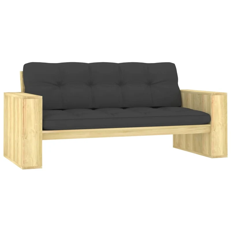 Banc de jardin meuble de patio d'extérieur terrasse avec coussins anthracite 179 x 76 x 76 cm pin imprégné 02_0011627
