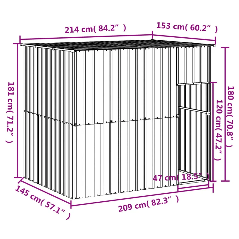 Niche pour chien avec toit clair acier galvanisé gris 02_0043531