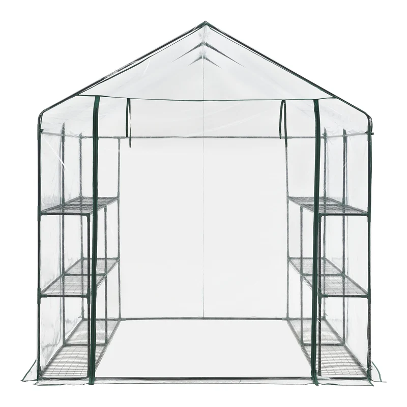 Serre de jardin en acier et PVC avec étagère s intégrées 200 x 200 x 220 cm 03_0008249
