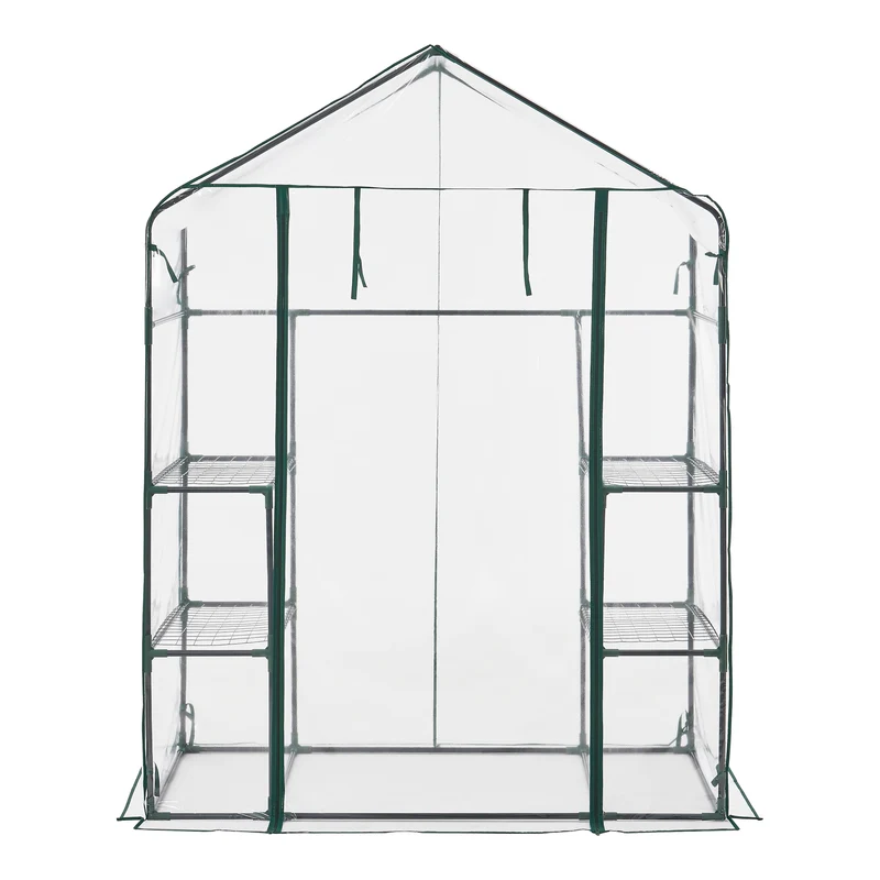 Serre de jardin en acier et PVC avec étagères intégrées 140 x 73 x 195 cm 03_0008250