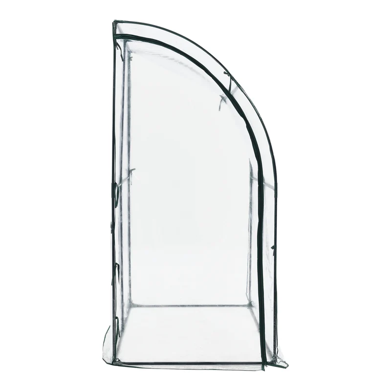 Serre de jardin adossée juta en acier et PVC à porte zippée 100 x 200 x 215 cm 03_0008248