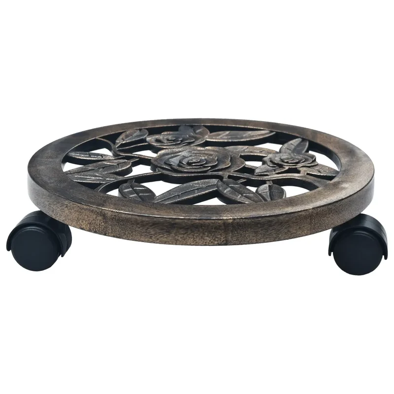 Lot de 6 chariots à plantes 30 x 7,5 cm avec roulettes pivotantes usage intérieur extérieur en plastique bronze 02_0045944