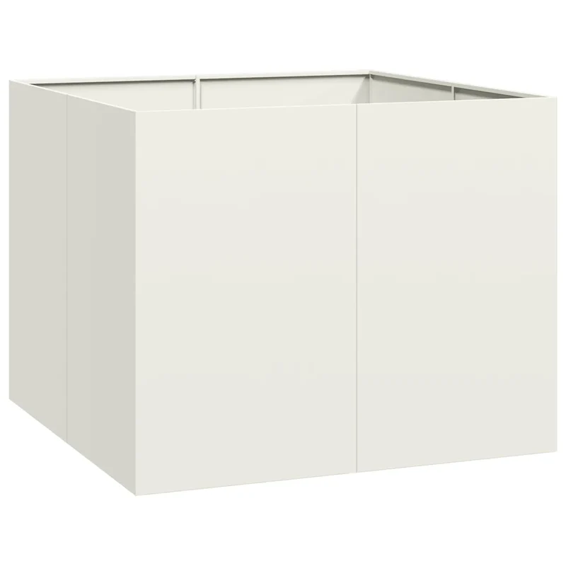 Jardinière carrée moderne extérieur décoration jardin 100 x 100 x 80 cm en acier blanc 02_0051601
