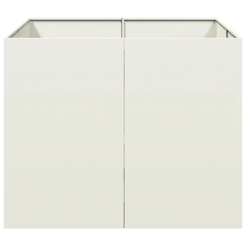 Jardinière carrée moderne extérieur décoration jardin 100 x 100 x 80 cm en acier blanc 02_0051601