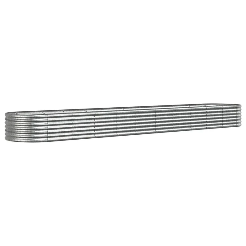 Lot de 1 lit surélevé de jardin ovale 440 x 80 x 36 cm robuste et résistant aux intempéries en acier galvanisé argenté 02_0046570