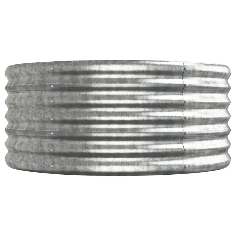 Lot de 1 lit surélevé de jardin ovale 440 x 80 x 36 cm robuste et résistant aux intempéries en acier galvanisé argenté 02_0046570