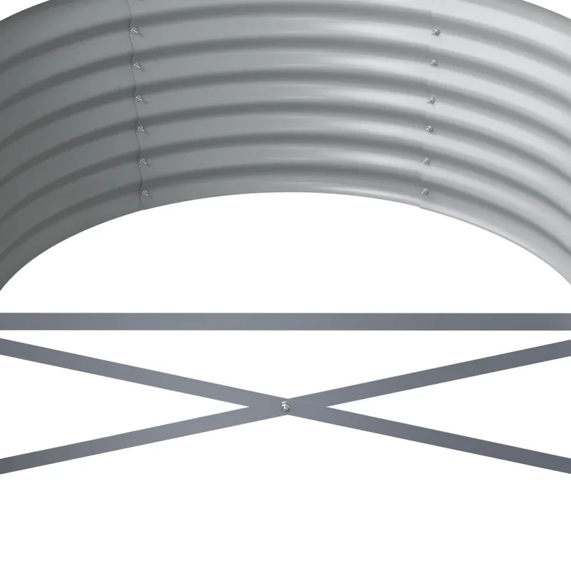 Lot de 1 lit surélevé de jardin ovale 440 x 80 x 36 cm robuste et résistant aux intempéries en acier galvanisé argenté 02_0046570