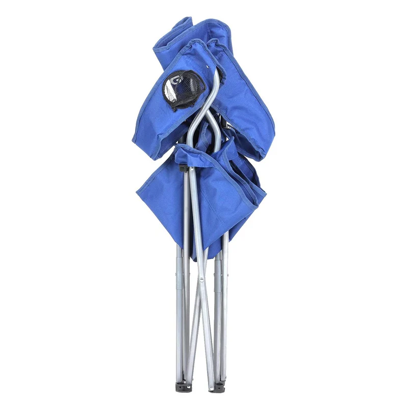 Lot de 2 chaises pliables confortables pliables avec armature robuste charge max. 150 kg avec porte-bouteille chaise d'extérieur bleu 12_0001548