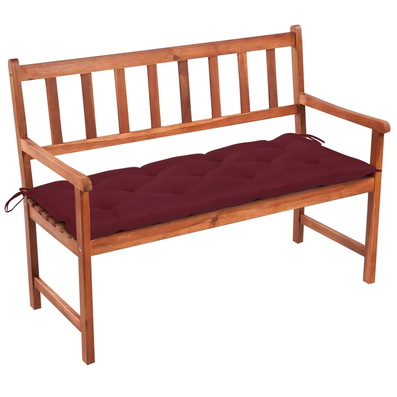 Banc de jardin meuble de patio d'extérieur terrasse avec coussin 120 cm bois d'acacia massif 02_0011377