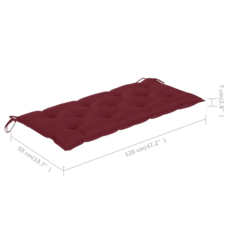 Banc de jardin meuble de patio d'extérieur terrasse avec coussin 120 cm bois d'acacia massif 02_0011377
