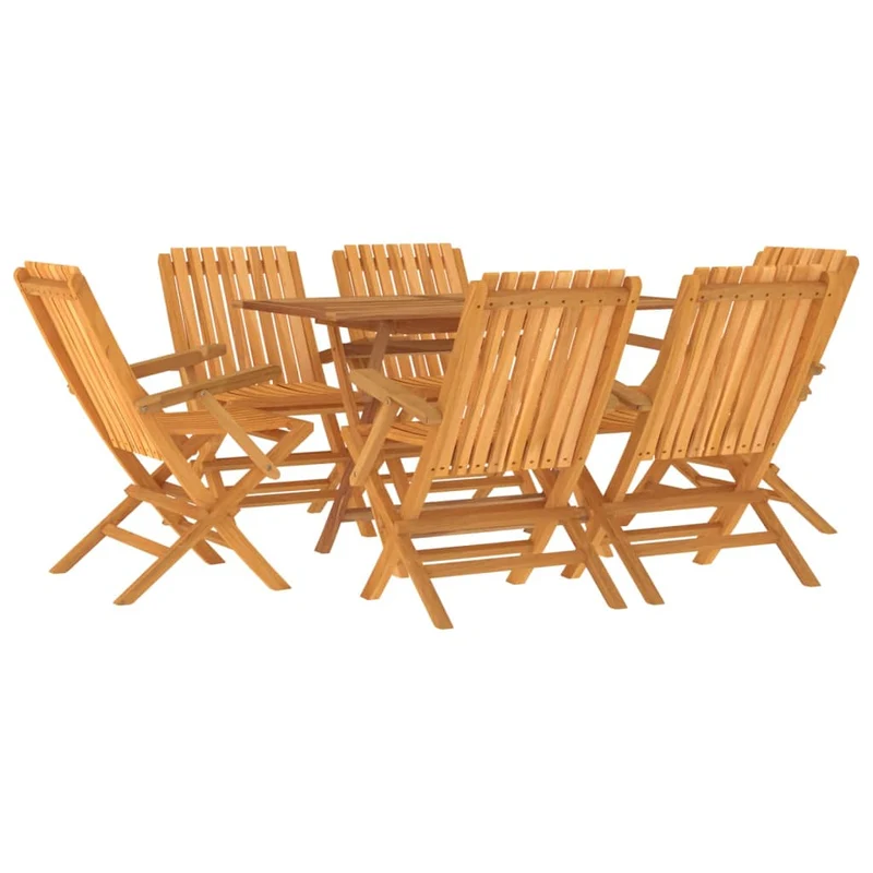 Ensemble à dîner salon de jardin meuble d'extérieur 7 pièces bois de teck solide 02_0014346