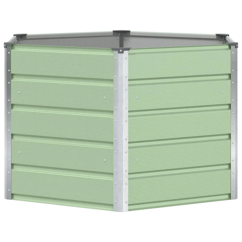 Jardinière hexagonale design moderne extérieure 129 x 129 x 75 cm en acier vert pastel 02_0059255