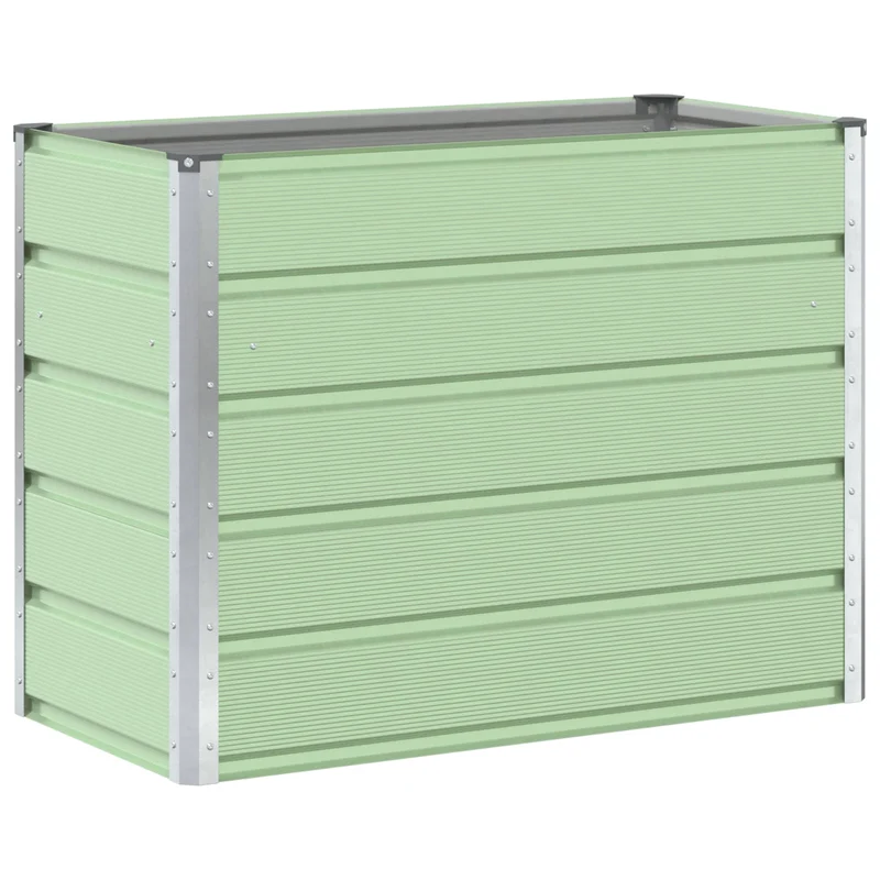 Jardinière design moderne 480 x 50 x 45 cm usage extérieur ambiance industrielle en acier galvanisé vert pastel 02_0059276