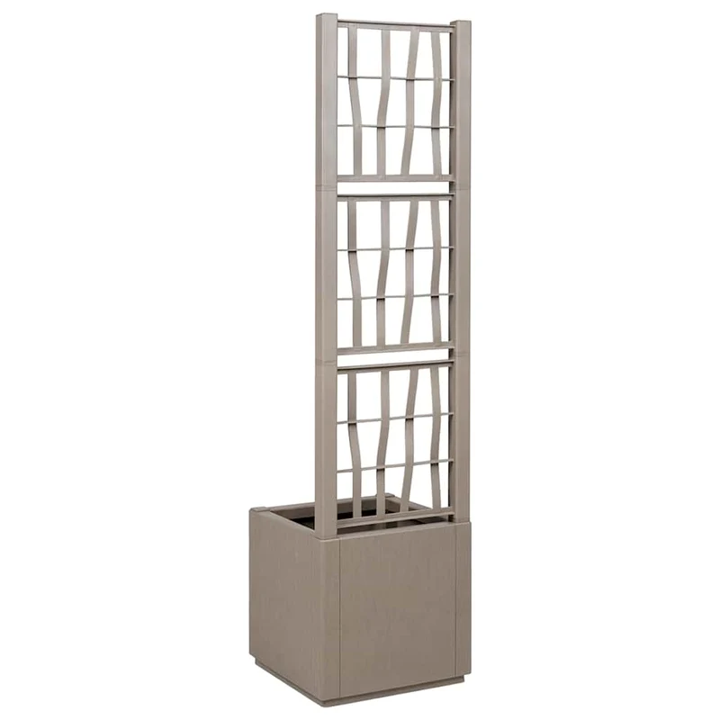 Cache-pot de jardin avec treillis moderne 36 x 36 x 140 cm en polypropylène gris 02_0058837