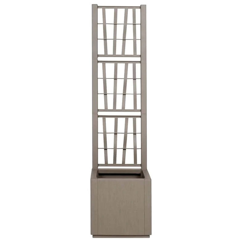 Cache-pot de jardin avec treillis moderne 36 x 36 x 140 cm en polypropylène gris 02_0058837