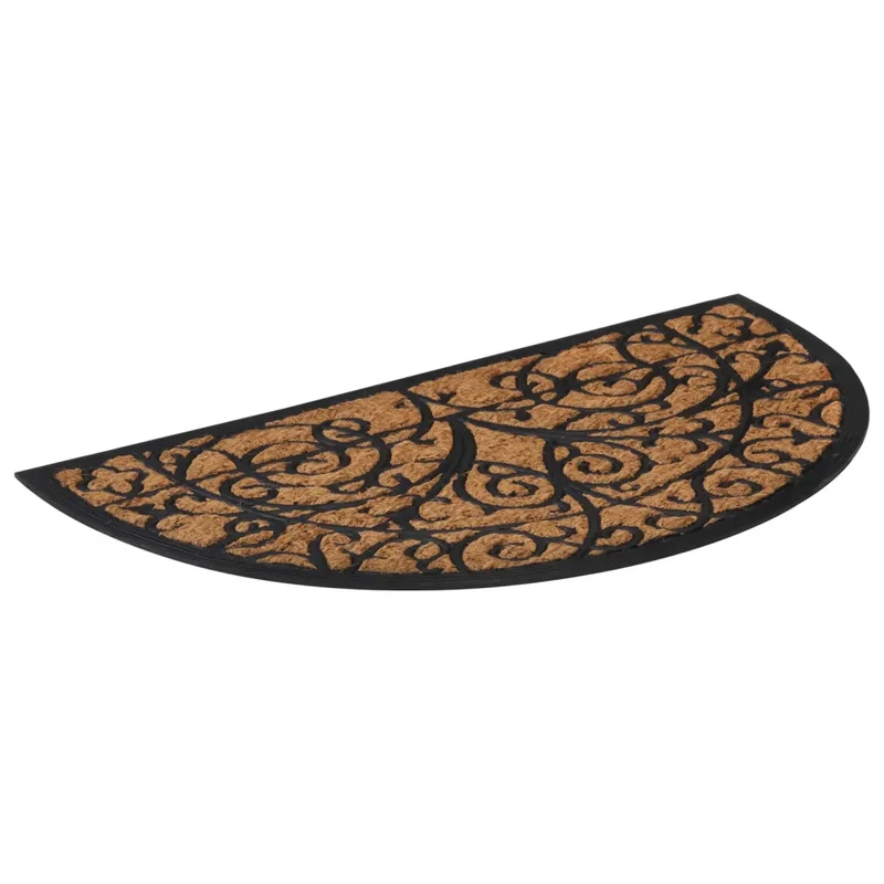 Tapis de porte demi-rond intérieur extérieur 45 x 75 cm antidérapant facile à nettoyer en caoutchouc noir 02_0046196