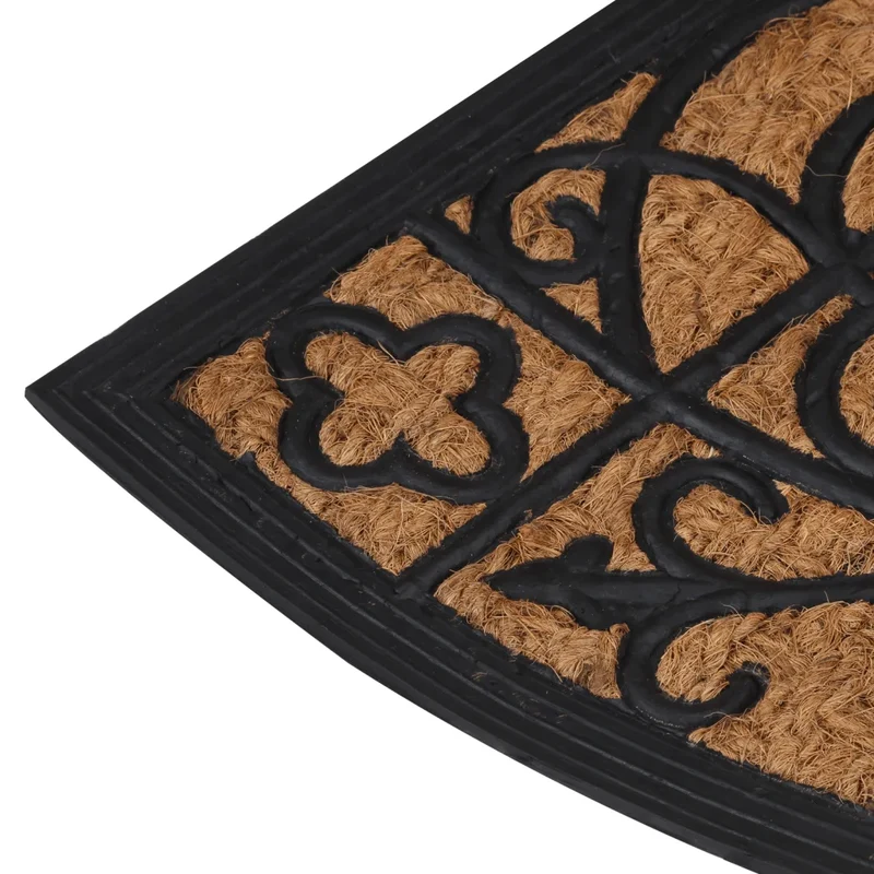 Tapis de porte demi-rond intérieur extérieur 45 x 75 cm antidérapant facile à nettoyer en caoutchouc noir 02_0046196