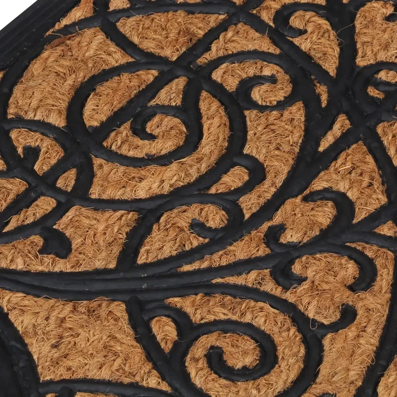 Tapis de porte demi-rond intérieur extérieur 45 x 75 cm antidérapant facile à nettoyer en caoutchouc noir 02_0046196