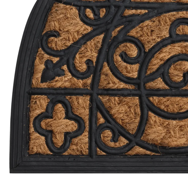 Tapis de porte demi-rond intérieur extérieur 45 x 75 cm antidérapant facile à nettoyer en caoutchouc noir 02_0046196