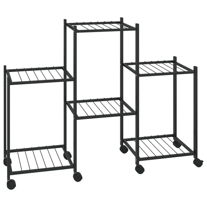 Jardinière sur roues pour plantes à déplacer 83 x 25 x 63,5 cm en fer noir 02_0047092
