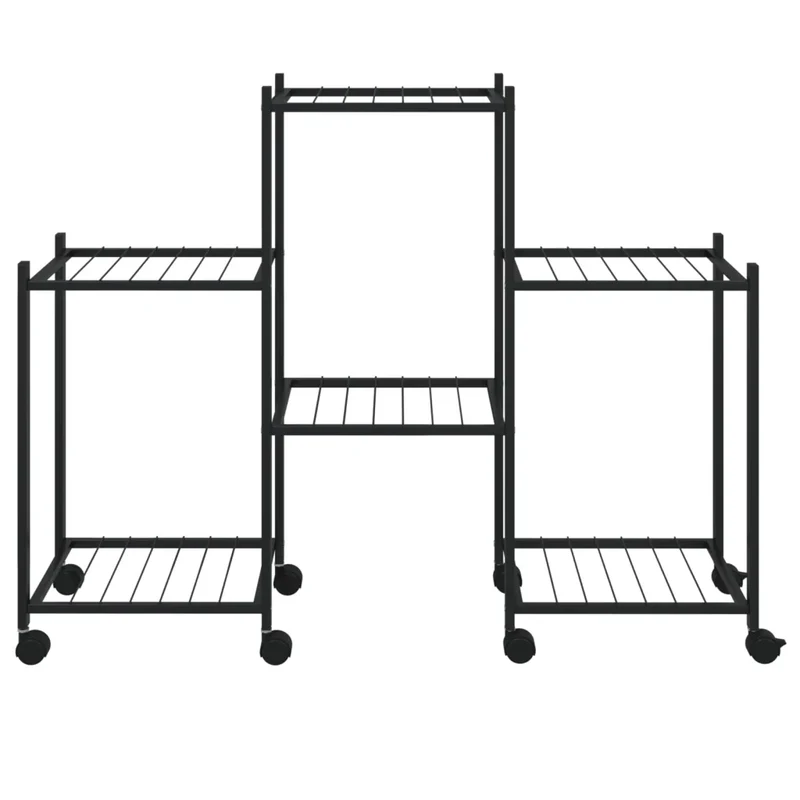 Jardinière sur roues pour plantes à déplacer 83 x 25 x 63,5 cm en fer noir 02_0047092