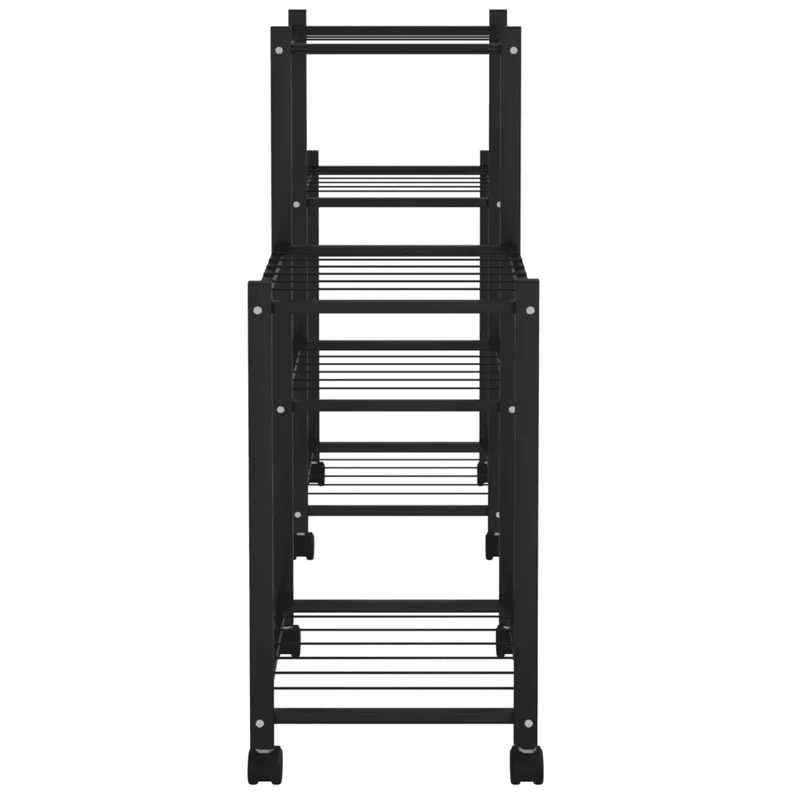 Jardinière sur roues pour plantes à déplacer 83 x 25 x 63,5 cm en fer noir 02_0047092