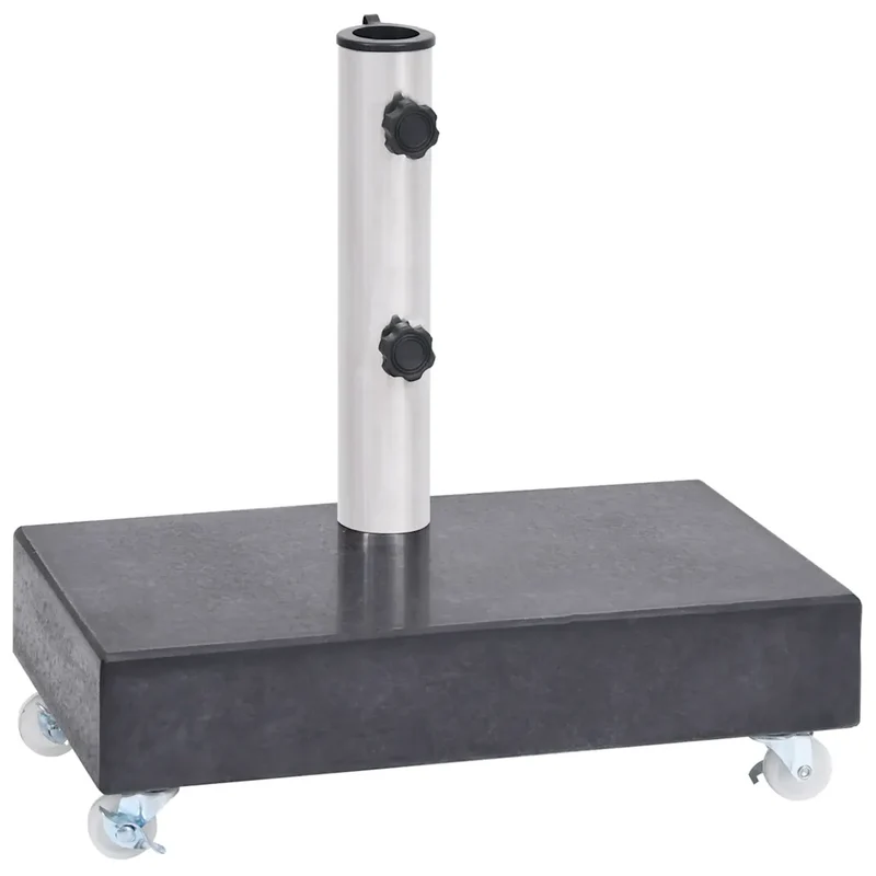 Socle de parasol robuste avec roues 45 x 25 x 8 cm en granit noir 02_0046507