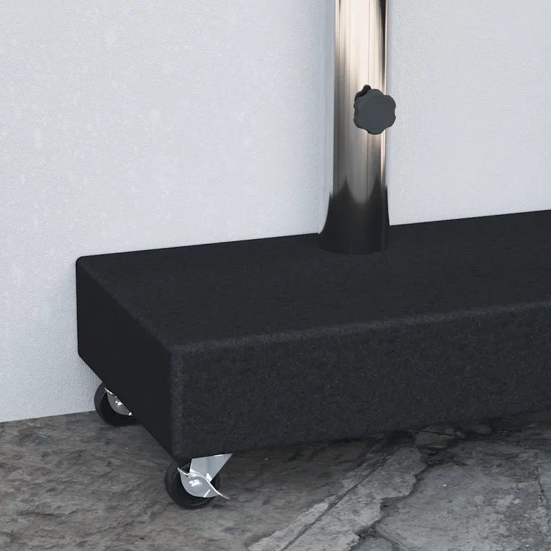Socle de parasol robuste avec roues 45 x 25 x 8 cm en granit noir 02_0046507