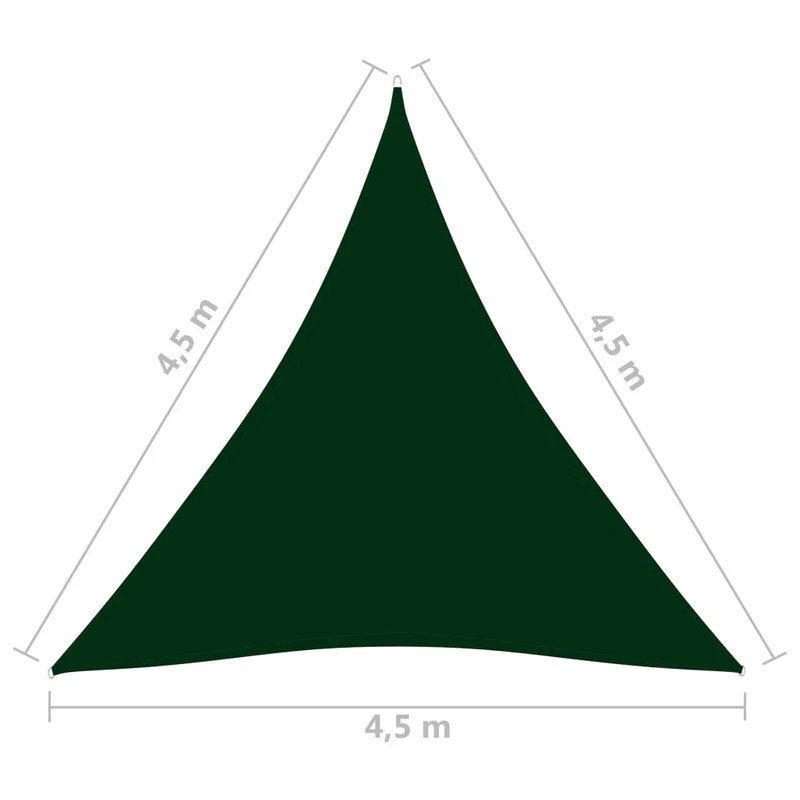 Voile toile d'ombrage parasol tissu oxford triangulaire 4,5 x 4,5 x 4,5m vert foncé 02_0009958