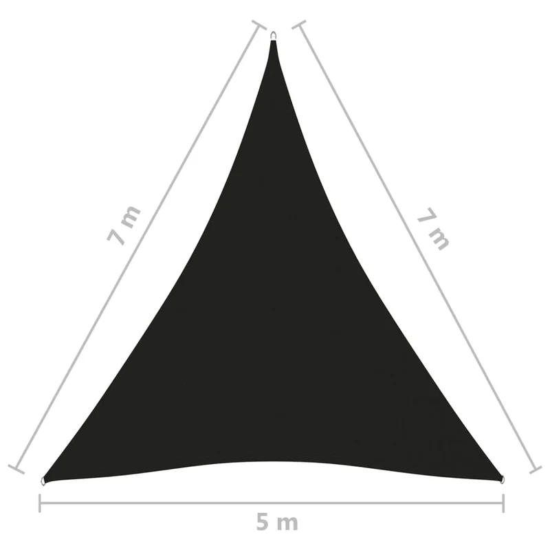 Voile toile d'ombrage parasol tissu oxford triangulaire 5 x 7 x 7 m noir 02_0009940