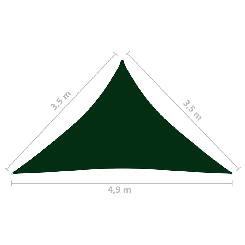 Voile parasol tissu oxford triangulaire 3,5 x 3,5 x 4,9m vert foncé 02_0009956