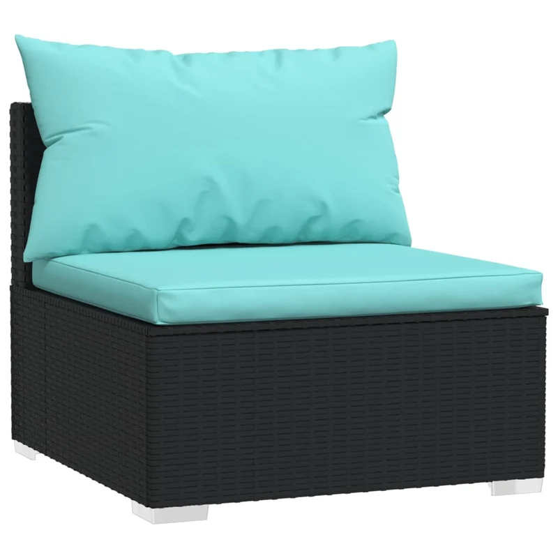 Salon de jardin meuble d'extérieur ensemble de mobilier 8 pièces avec coussins noir résine tressée 02_0017659