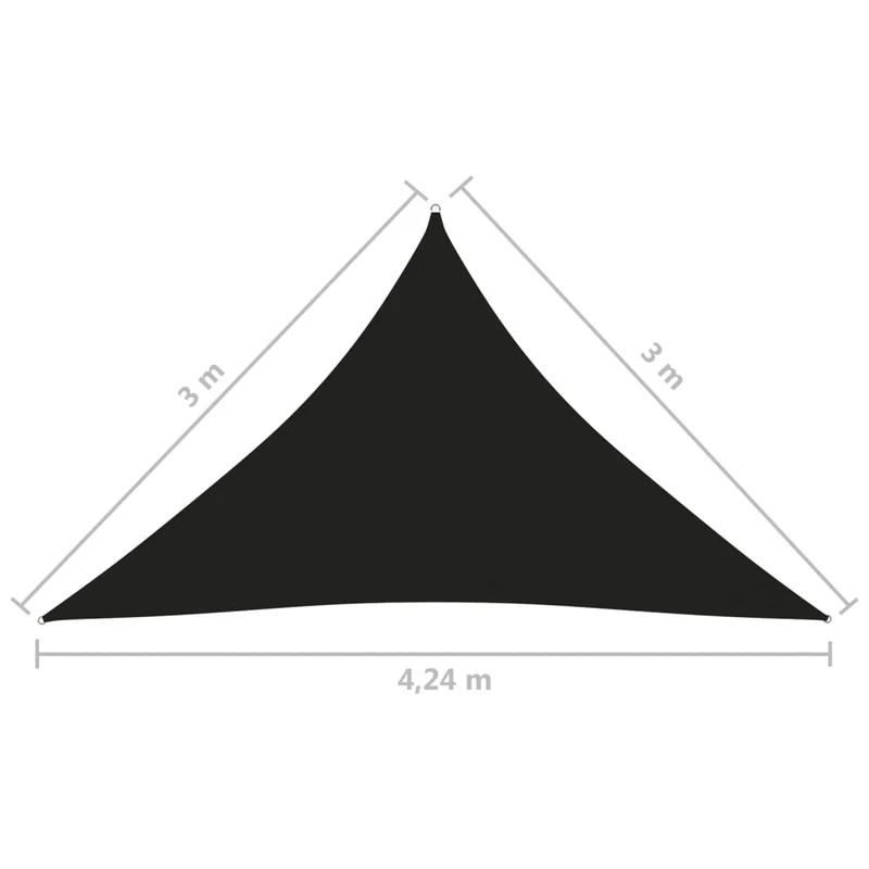 Voile toile d'ombrage parasol tissu oxford triangulaire 3 x 3 x 4,24 m noir 02_0009830