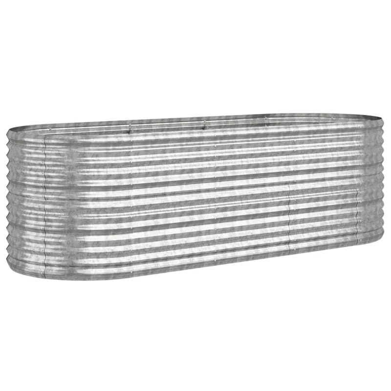 Jardinière bac lit surélevé plantes fleurs terrasse jardin de jardin acier enduit de poudre argenté Argent 02_0039717