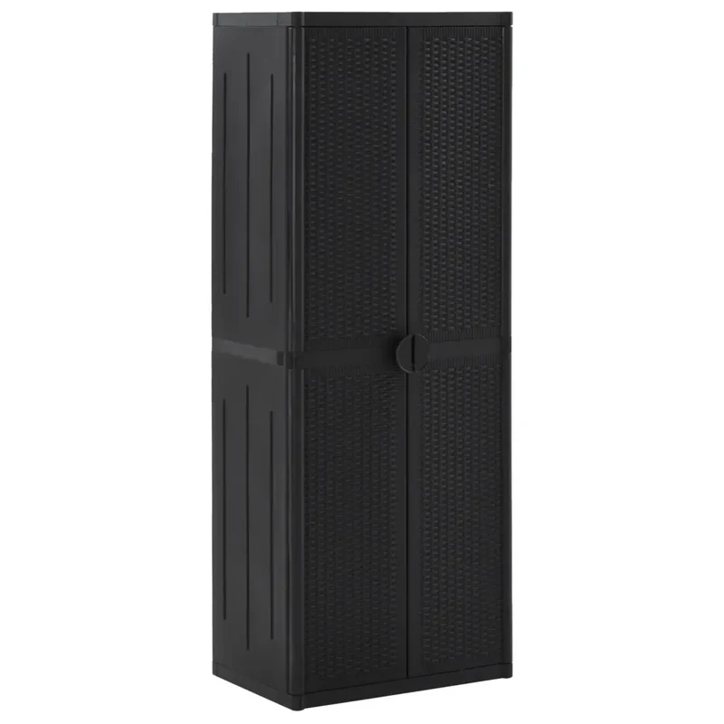Armoire de rangement de jardin avec porte-balai et 4 étagères 65 x 45 x 172 cm en PP noir 02_0046122