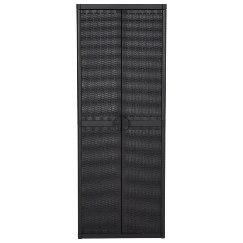 Armoire de rangement de jardin avec porte-balai et 4 étagères 65 x 45 x 172 cm en PP noir 02_0046122